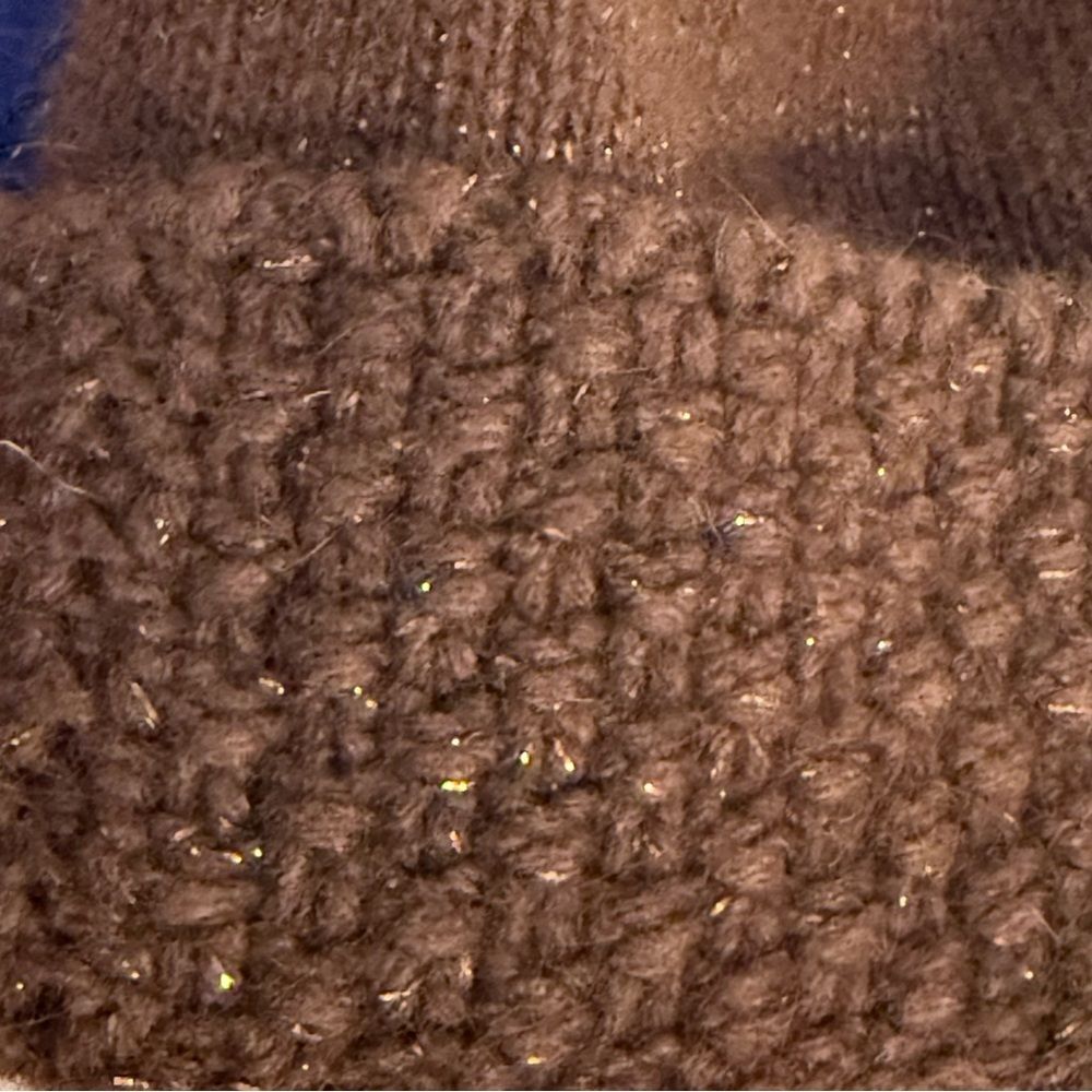 Coach Brown Wool & Cashmere Blend Youth Beanie w/ Gold Metallic Accents One Size - Picture 4 of 5